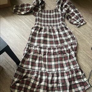 Plaid Puff Sleeve Dress